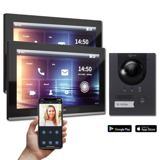 10 Zoll Monitor in schwarz mit hybrider Türstation