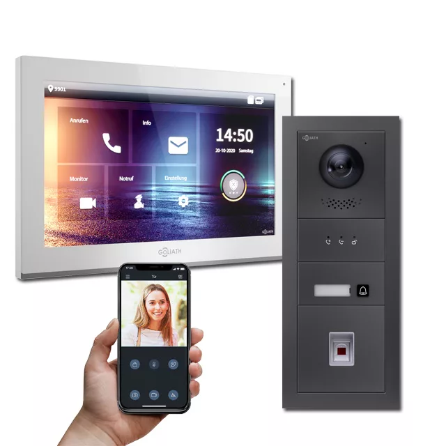 Türsprechanlage mit 10 Zoll Monitor und Fingerprint