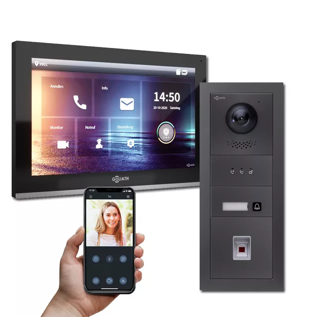 Türsprechanlage mit 10 Zoll Monitor und Fingerprint